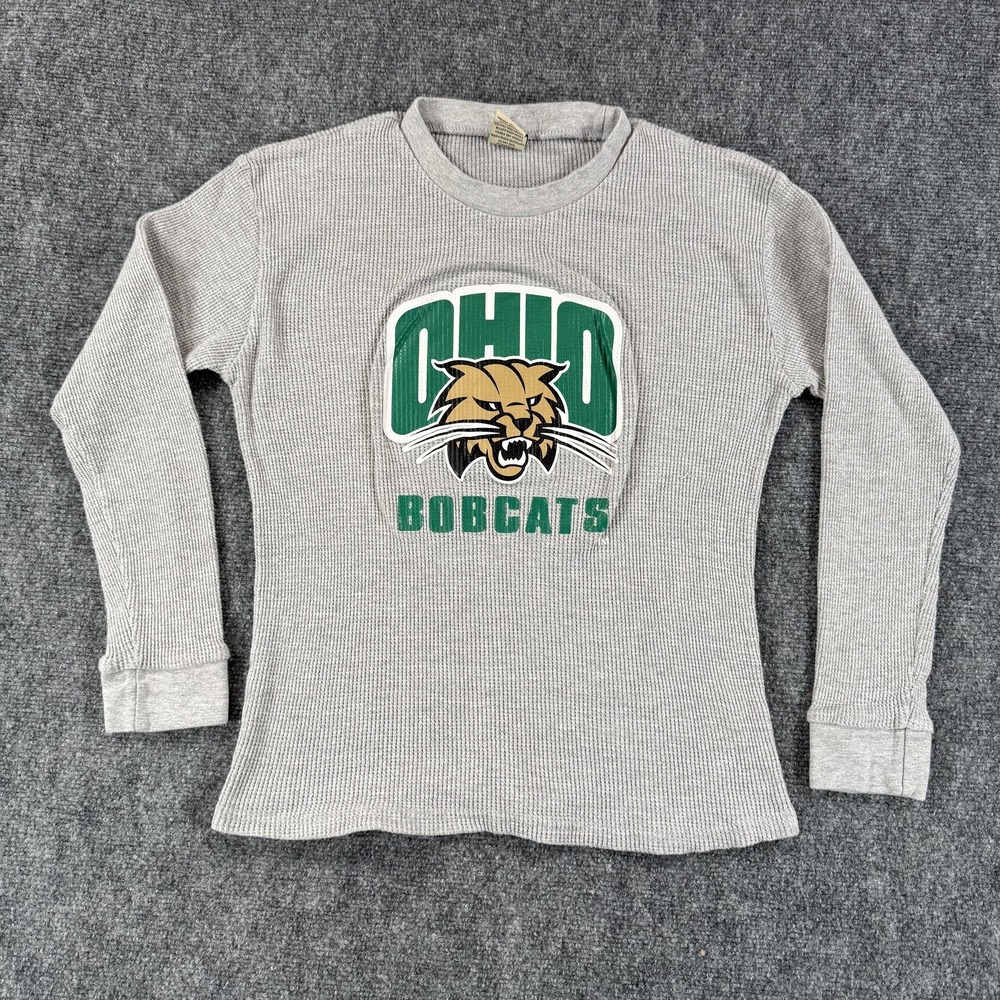 Ohio Bobcats Shirt Womens Medium NCAA Basketball Long Sleeve‎ Waffle Thermal Top